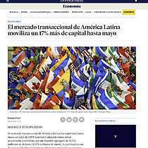 El mercado transaccional de Amrica Latina moviliza un 17% ms de capital hasta mayo